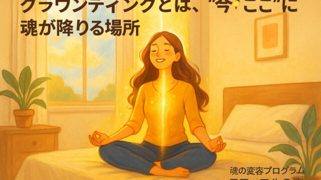 希望に満ちた表情の若い女性が、自室で未来のビジョンに意識を向けながら静かに瞑想している様子。